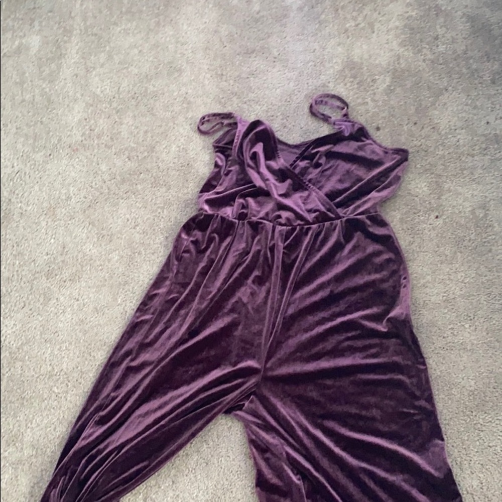 Purple velvet jumpsuit